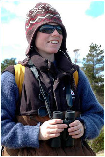 Heidi with her binoculars