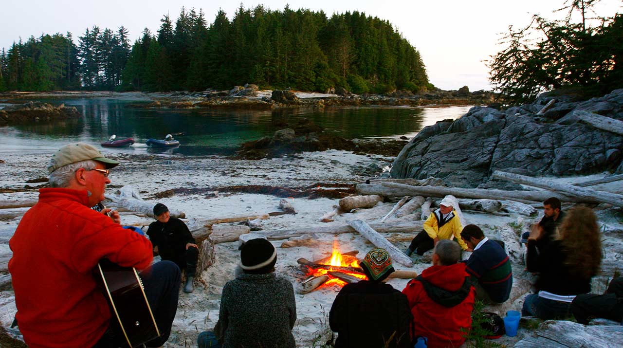 Campfire and sunset, Vancouver Islands west coast