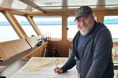 Jeff Harvey, captain, pictured on the bridge.